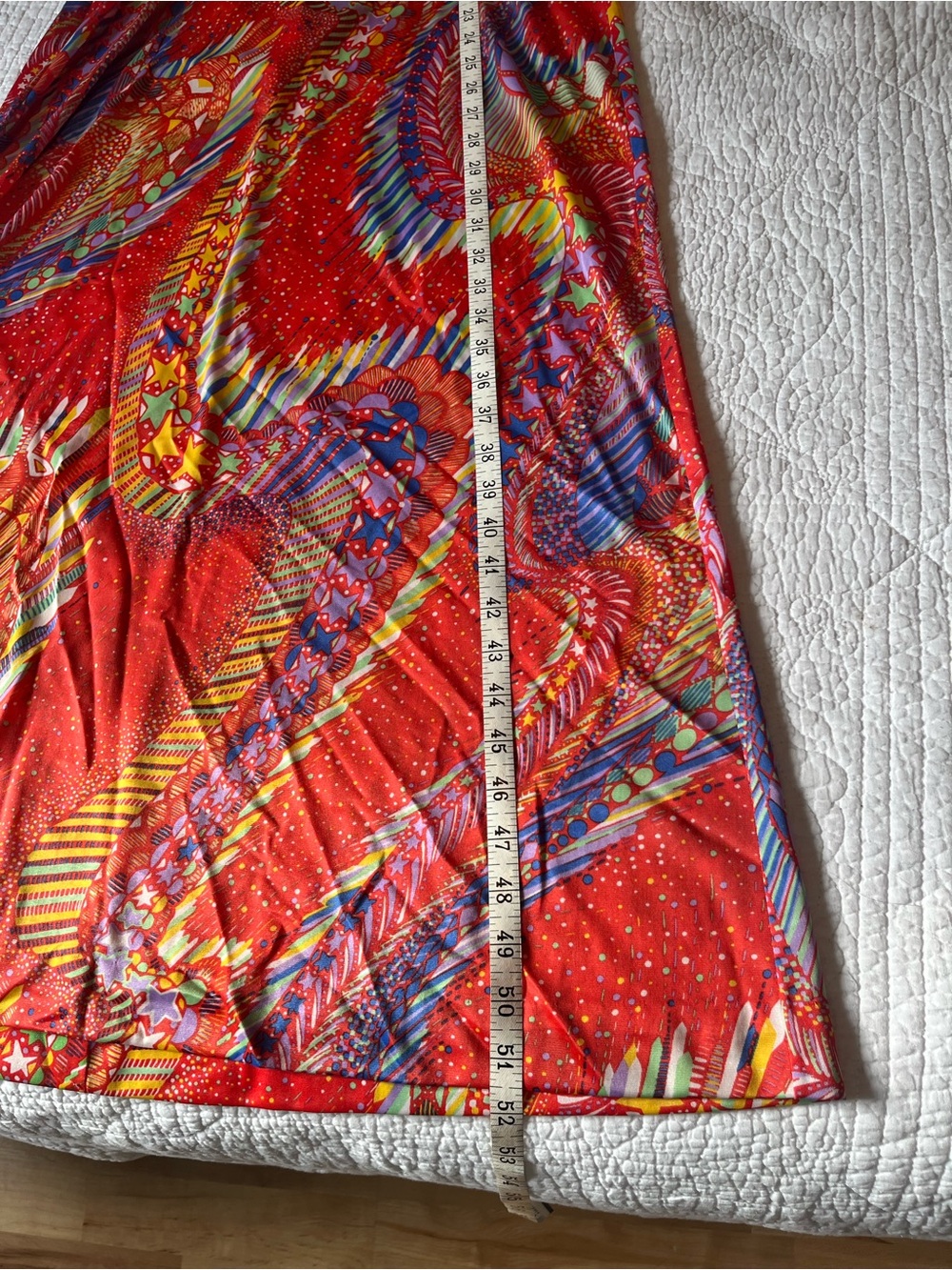 Vintage Red Halter Maxi loungewear with Multicolor Abstract Print size small - Picture 8 of 8